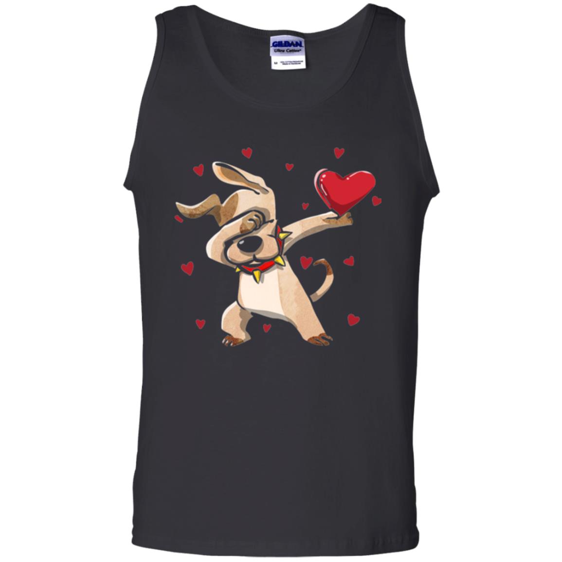 Funny Dabbing Dog Valentine_s Day T-shirt Black