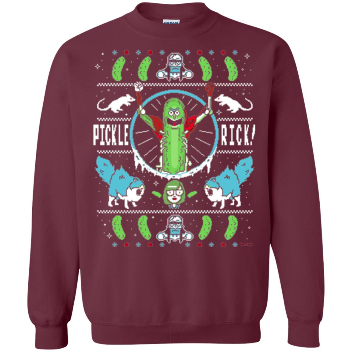 Rick And Morty T-shirt Festive Pickle Rick Maroon