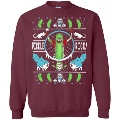 Rick And Morty T-shirt Festive Pickle Rick Maroon