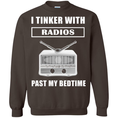Funny Radio T-shirt I Tinker With Radios Past My Bedtime Dark Chocolate