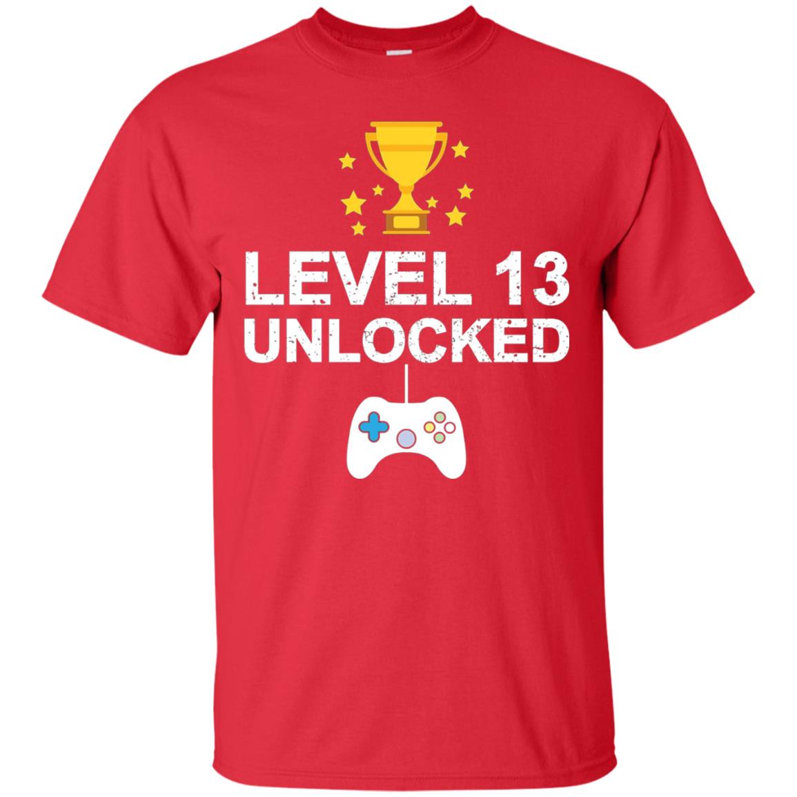 Level 13 Unlocked Funny 13th Birthday T-shirt Red