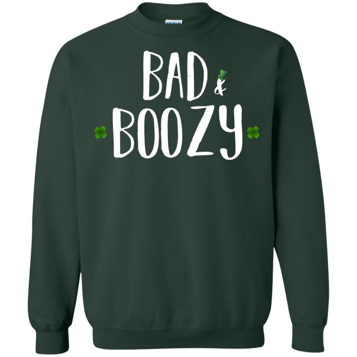 Bad And Boozy Funny Saint Patrick Day T-shirt Forest Green
