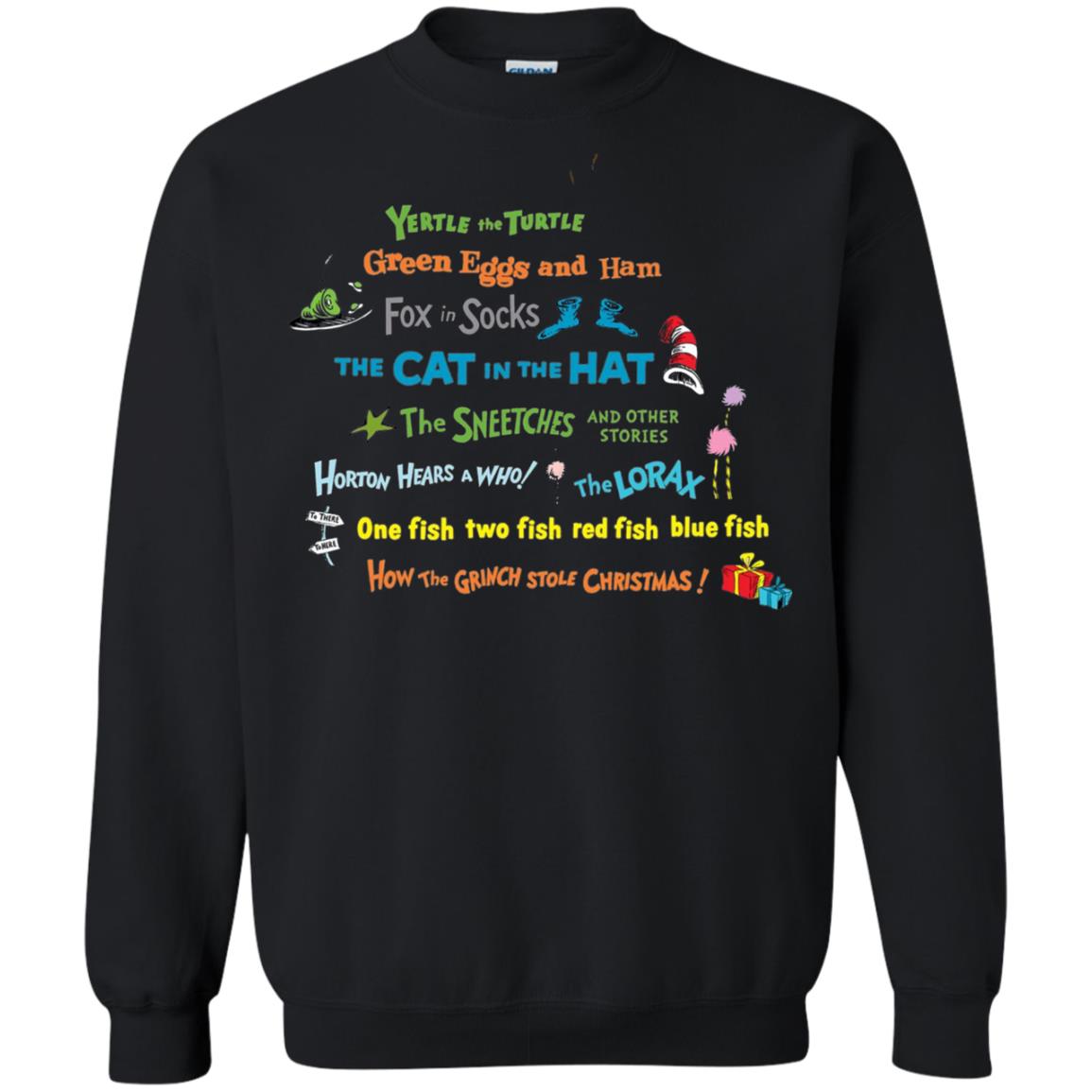Read Across America Day T-shirt Dr. Seuss Book Title T-shirt Black