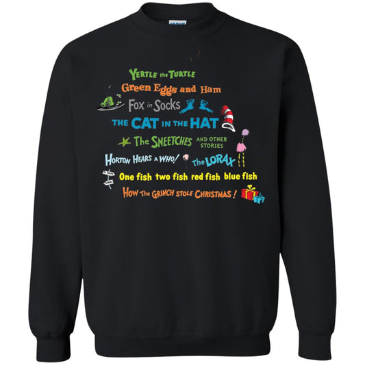 Read Across America Day T-shirt Dr. Seuss Book Title T-shirt Black