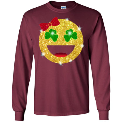 Happy Gold Blink Emoji Saint Patrick's Day T-shirt Maroon