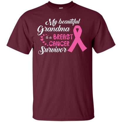 My Beautiful Grandma Is A Breast Cancer Survivor T-shirt Maroon
