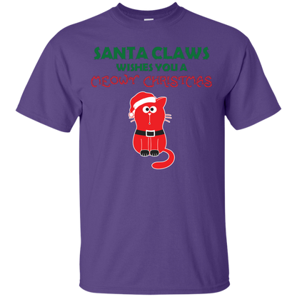 Christmas T-shirt Santa Claws Wishes You A Meowy Christmas Purple