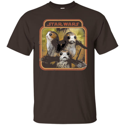 Film T-shirt Star Wars Last Jedi Porg Triplets Retro Box Graphic Dark Chocolate
