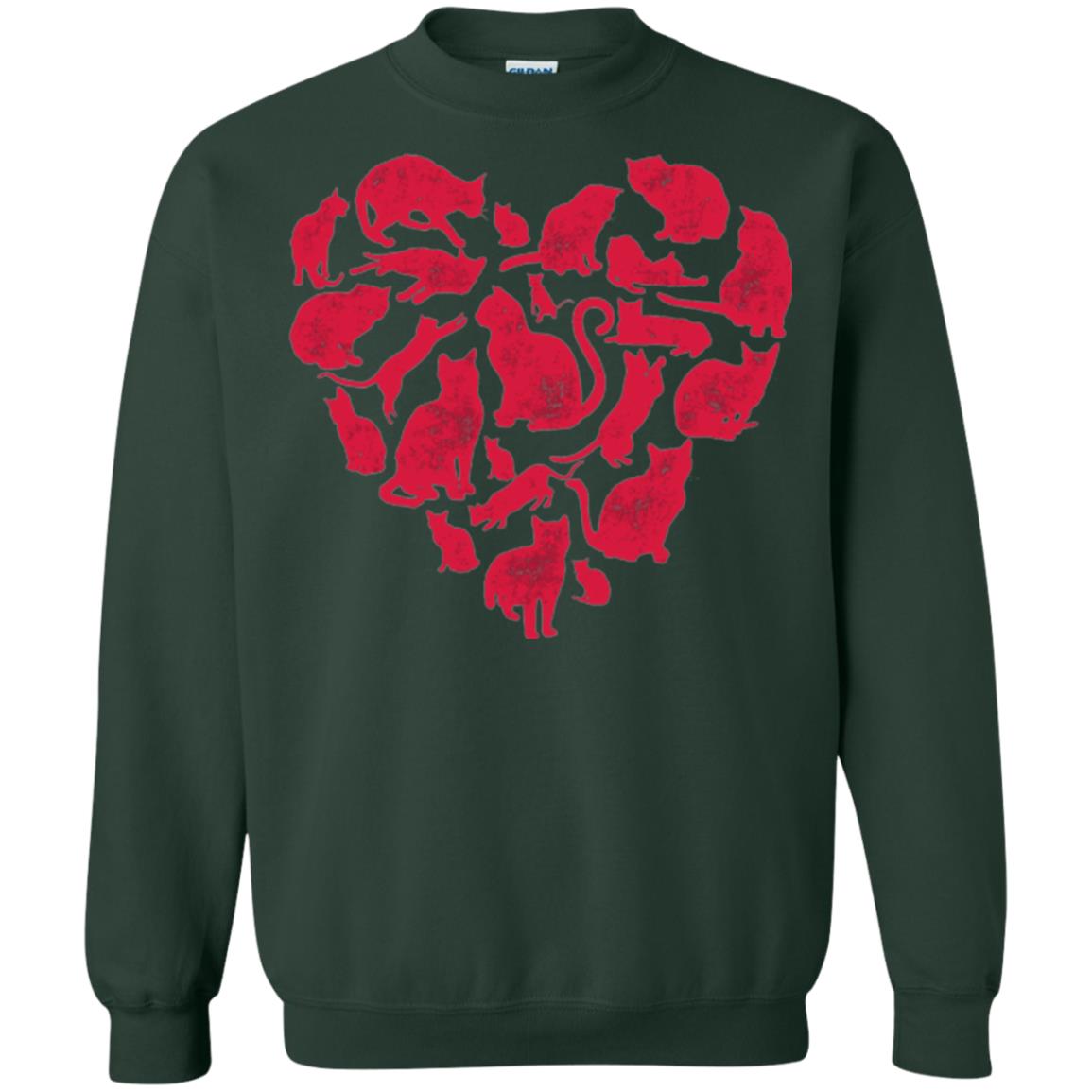 Valentines Day Cat T-shirt Forest Green