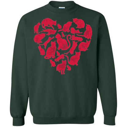 Valentines Day Cat T-shirt Forest Green