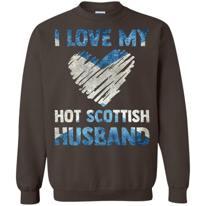 I Love My Hot Scottish Husband Scotland Flag Shirt For Wife Dark Chocolate
