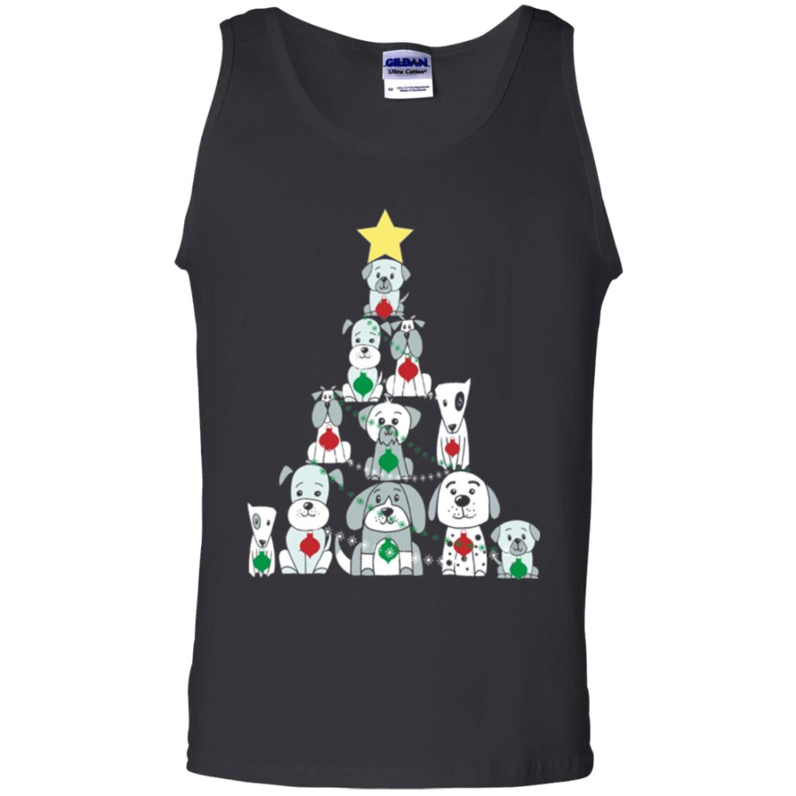 Dogs Lovers T-shirt Christmas Tree By Dogs Black