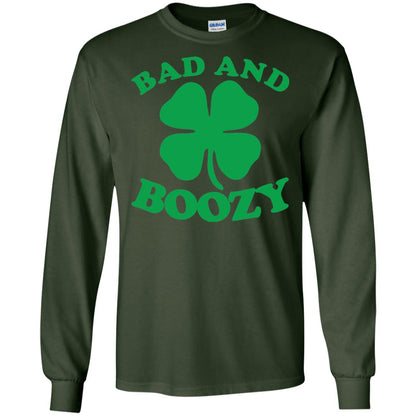 Bad And Boozy Saint Patricks Day T-shirt Forest Green