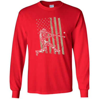 Baseball Player T-shirt American Flag Red