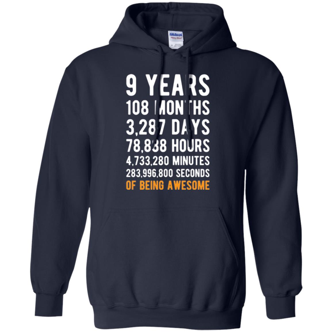 9th Birthday T-shirt 9 Years Old Being Awesome Navy