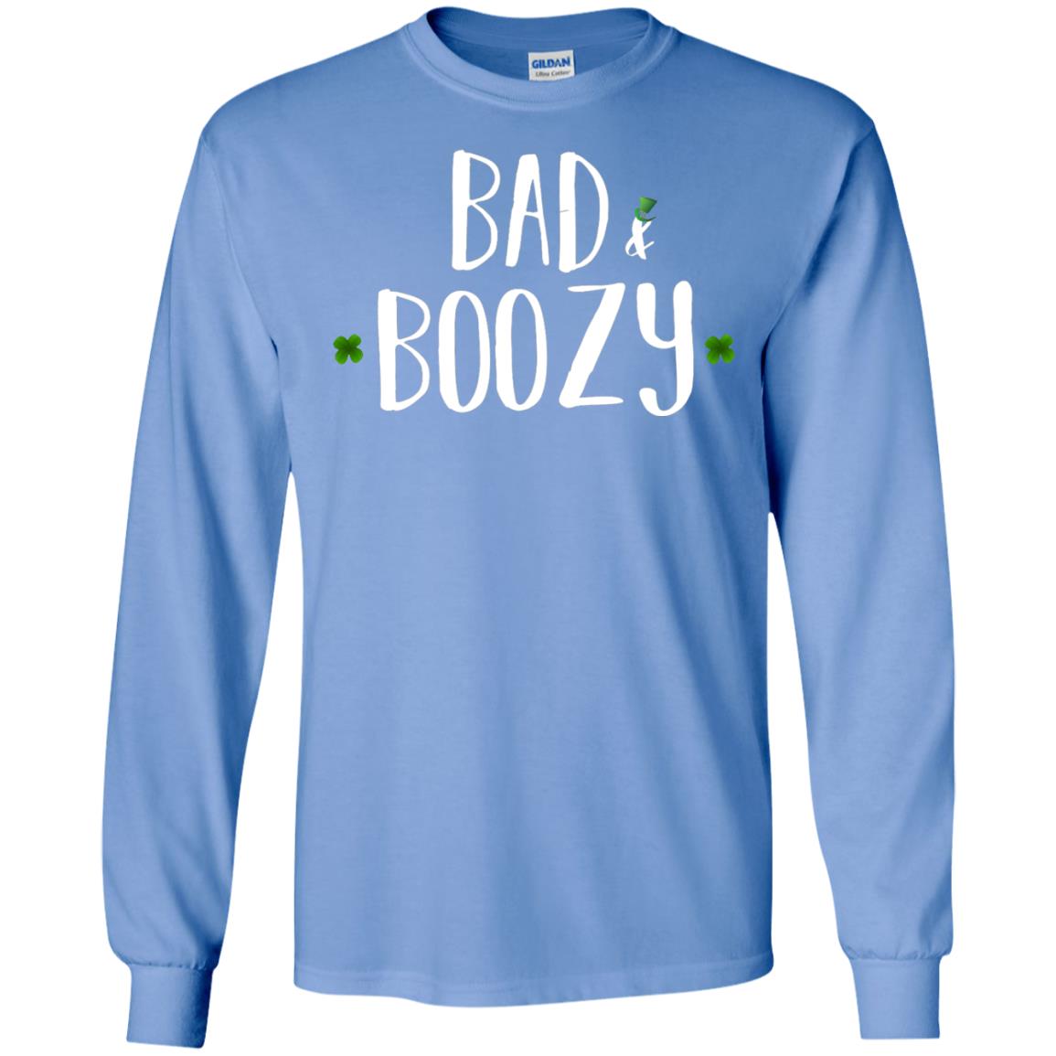 Bad And Boozy Funny Saint Patrick Day T-shirt Carolina Blue