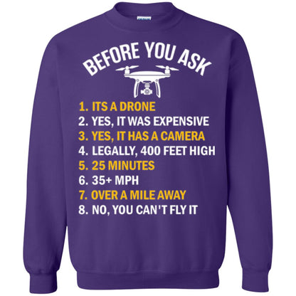 Before You Ask Funny Drone T-shirt You Can_t Fly It Purple