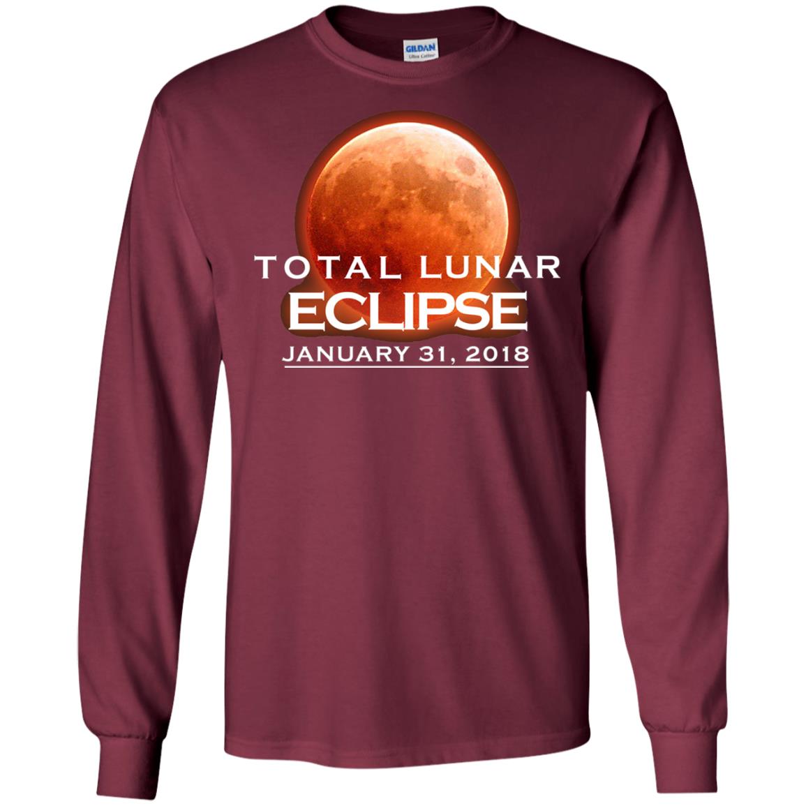 Lunar Eclipse T-shirt January 31, 2018 Graphic T-shirt Maroon