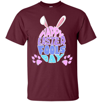 Happy Easter Fools Day Egg With Bunny Ears Shirt Maroon
