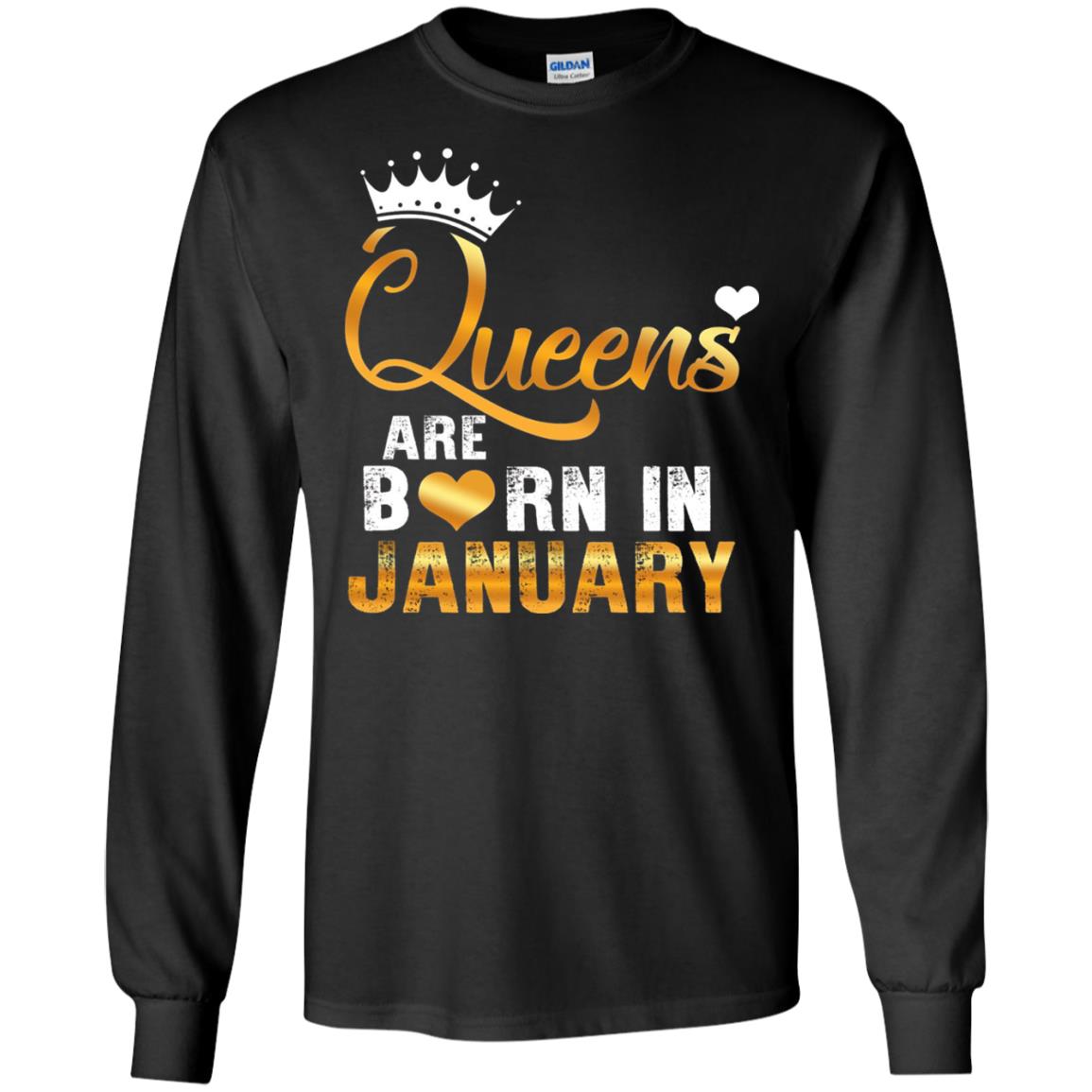 Birthday T-shirt Queens Are Born Iin January Black