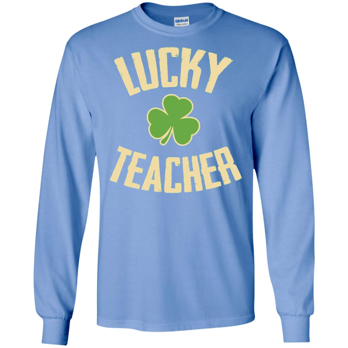 Lucky Teacher Shirt St. Patrick_s Day T-shirt Carolina Blue