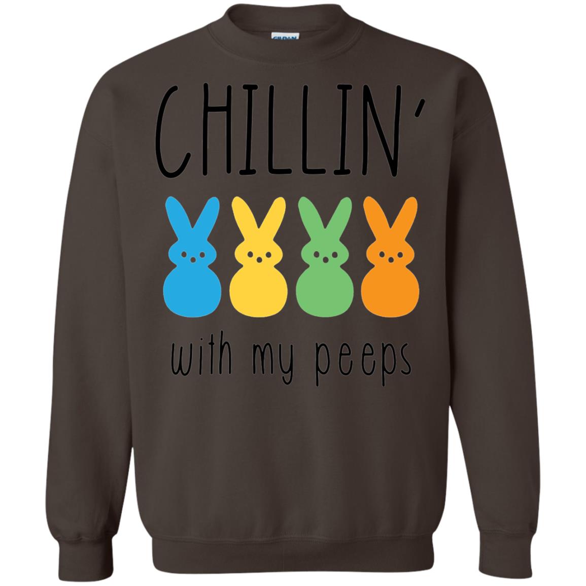 Chillin With My Peeps Happy Easter T-shirt Dark Chocolate