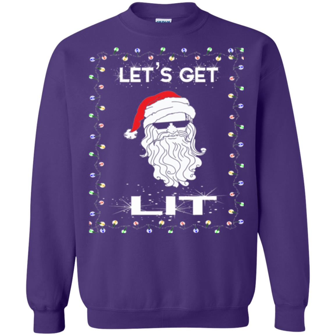 Christmas T-shirt Let_s Get Lit Purple