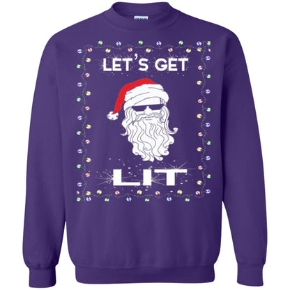 Christmas T-shirt Let_s Get Lit Purple