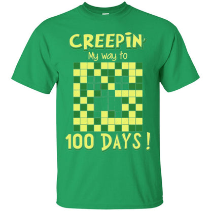 Teacher T-shirt Creepin My Way To 100 Days Irish Green