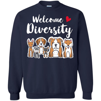 Dog Lover T-shirt Welcome Diversity Navy