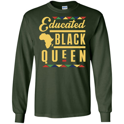 African American T-shirt Educated Black Queen Forest Green