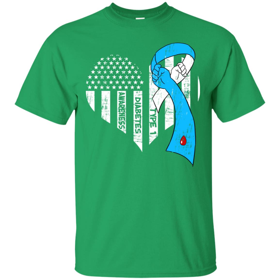 Diabetes Awareness Type 1 Ribbon Flag Shirt Irish Green