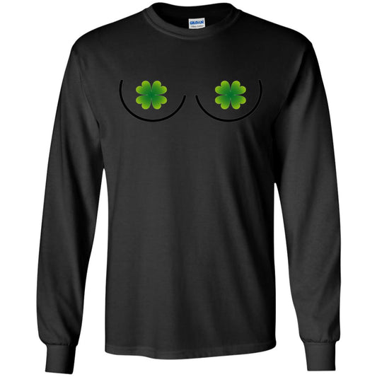 Irish Shamrock Boobs St. Patrick_s Day T-shirt Black