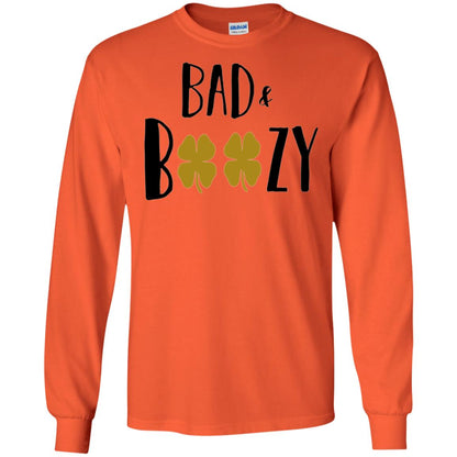 Bad And Boozy Funny Saint Patrick Day Drinking T-shirt Orange
