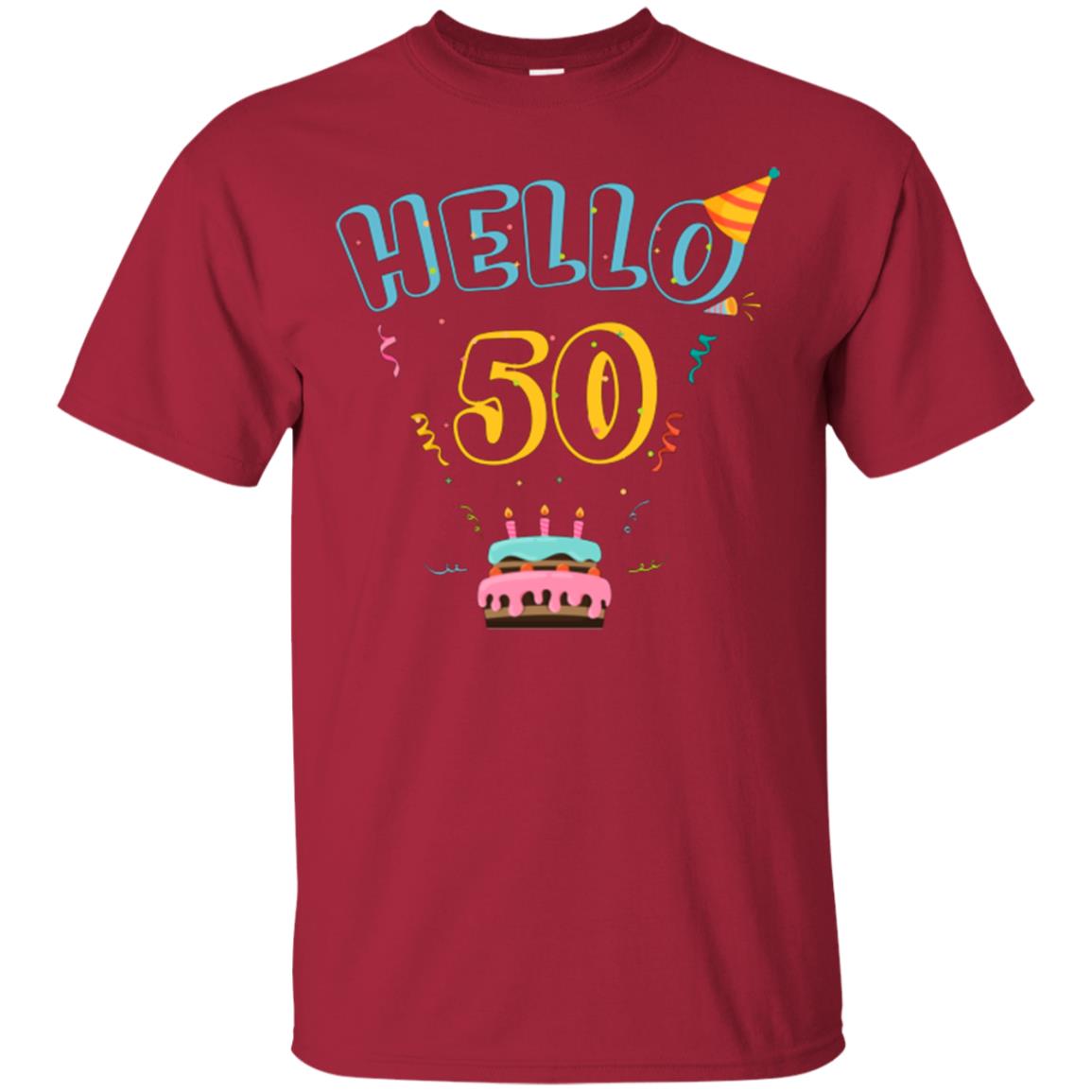 Hello 50 Fifty 50th 1968s Birthday Gift Shirt Cardinal