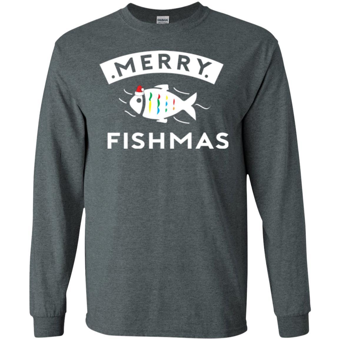 Merry Christmas Fisherman T-shirt Merry Fishmas Dark Heather
