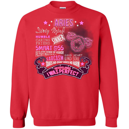 Dirty Mind Humble Caring Friend Filthy Sinner Mouth Good Heart Kind I Never Clamed I Was Perfect Aries Birthday Red