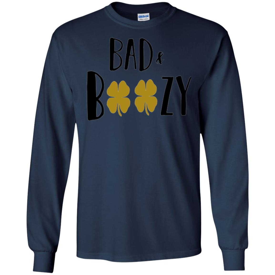 Bad And Boozy Funny Saint Patrick Day Drinking T-shirt Navy