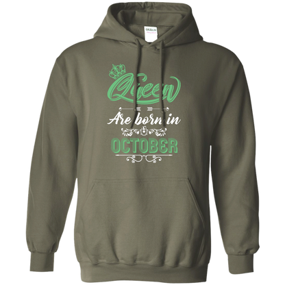 Brithday T-Shirt Queen Are Born In October Military Green