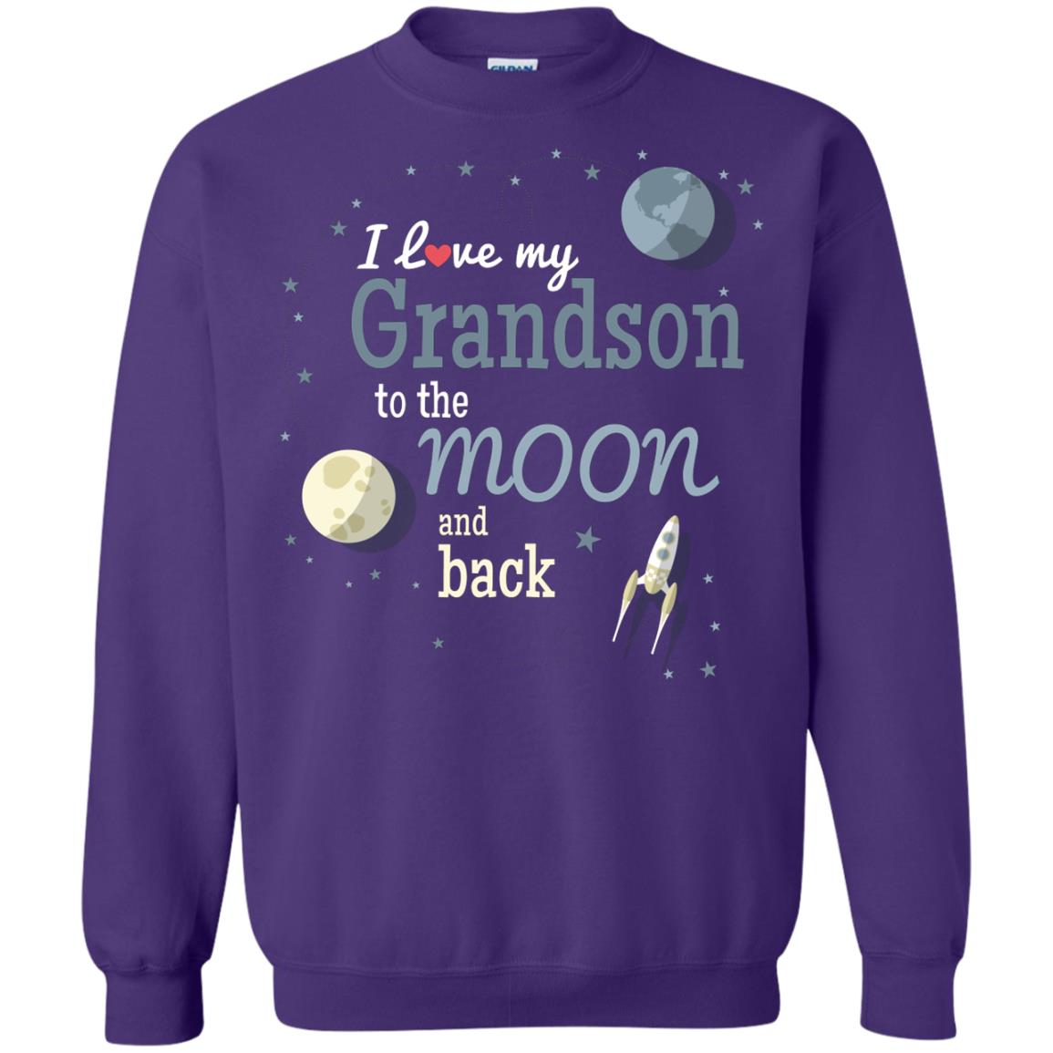 I Love My Grandson To The Moon And Back Grandparents Shirt Purple