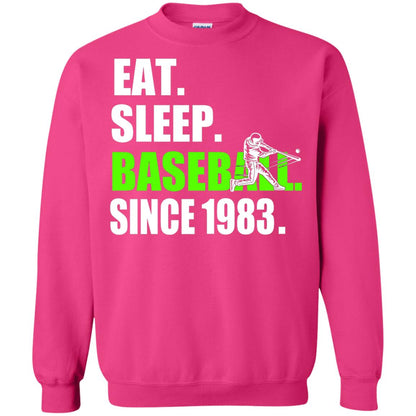 Eat Sleep Baseball Since 1983 35th Birthday Shirt Heliconia