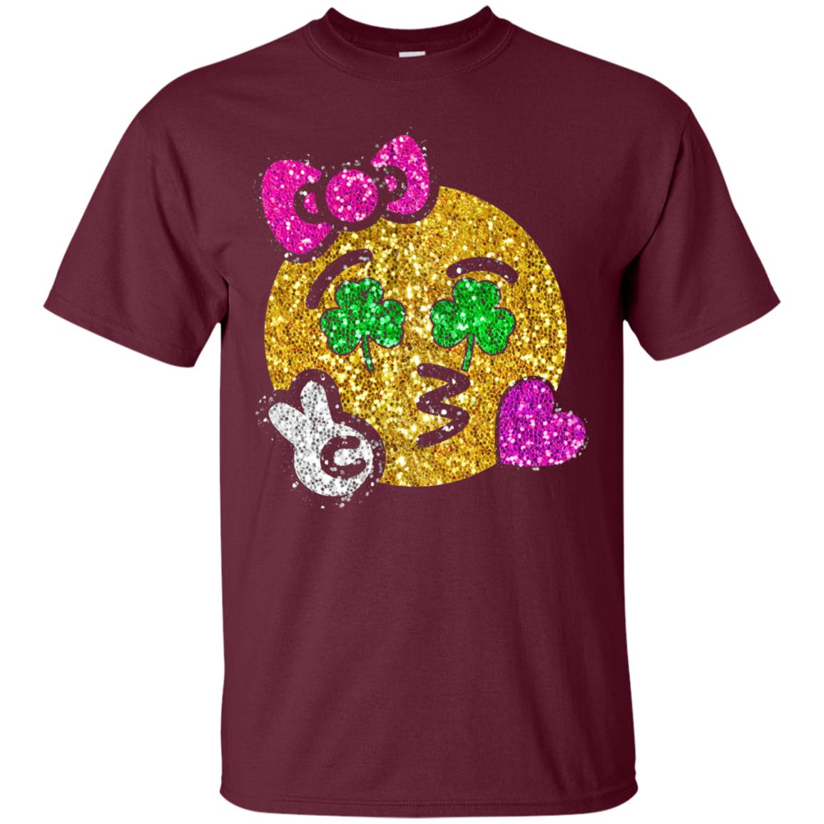 Emoji Kiss Heart Princess St. Patrick_s Day T-shirt Maroon