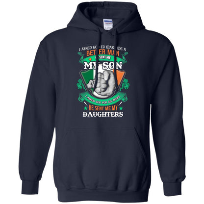 He Sent Me My Son He Sent Me My Daughters Saint Patrick's Day Shirt For Dad Navy