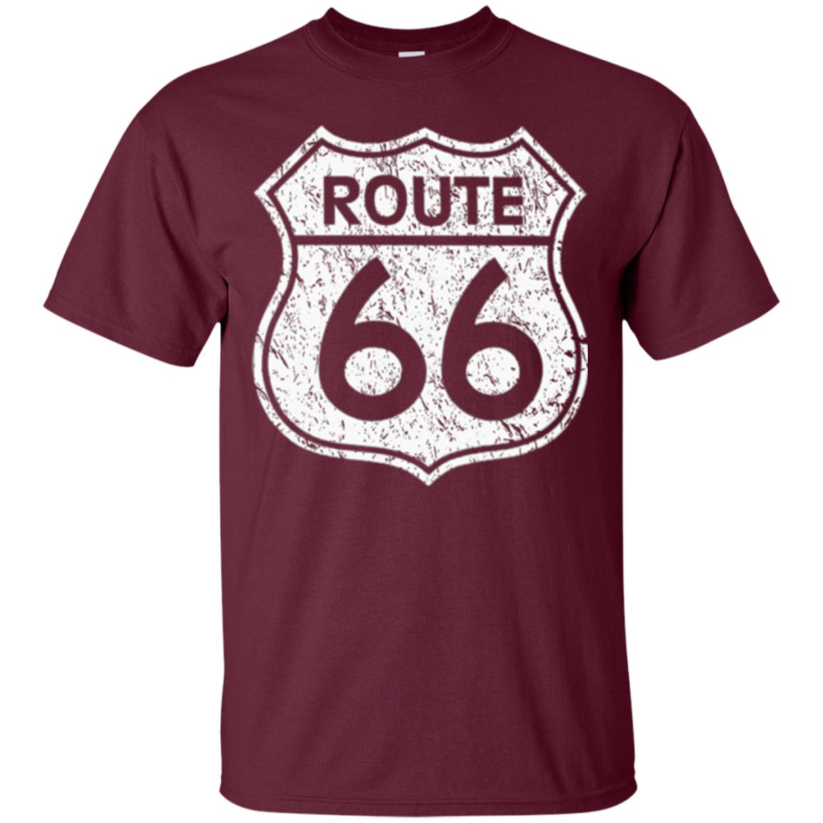 Historical Route 66 Distressed Vintage Look T-shirt Maroon