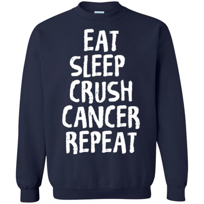 Eat Sleep Crush Cancer Repeat Fight Strength T-shirt Navy