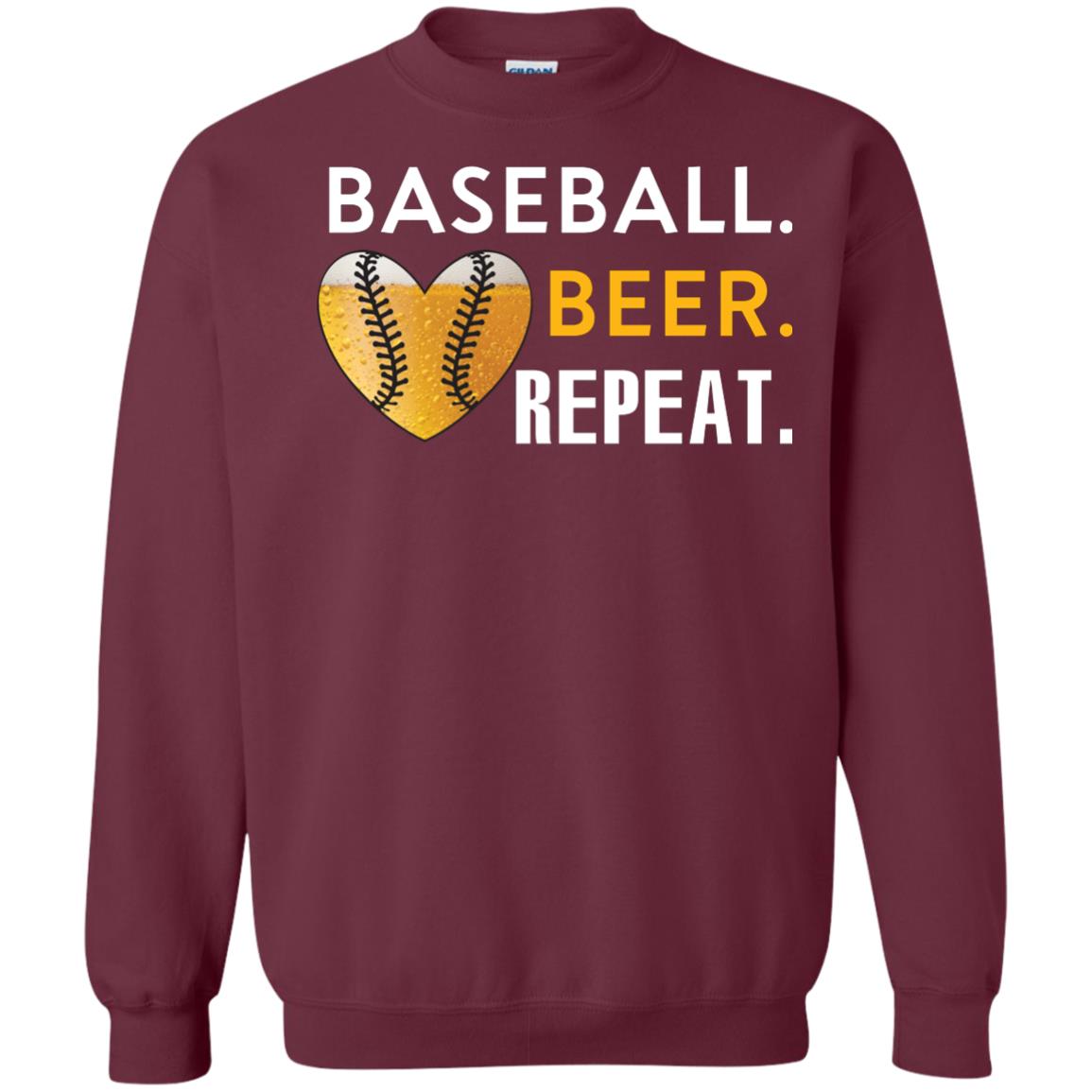 Baseball Lover T-shirt Beer Repeat Maroon