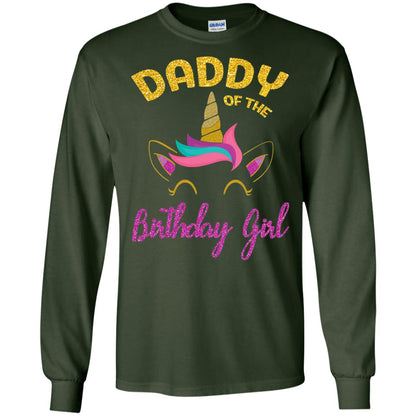 Daddy Mommy Of The Unicorn Birthday Girl T-shirt Forest Green
