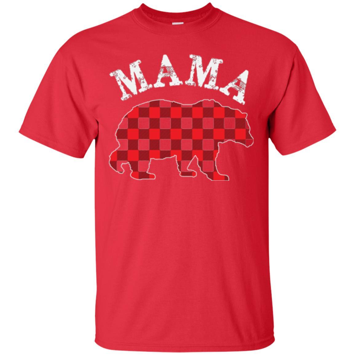 Mama T-shirt Red Plaid Mama Bear Red
