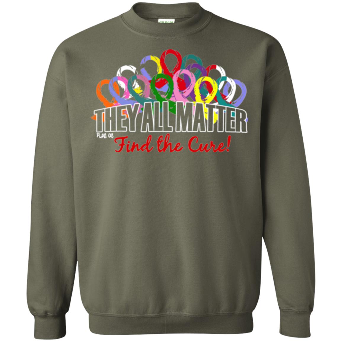They All Matter Flag Of Find The Cure Cancer Awareness Shirt Military Green