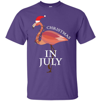 Flamingo With Santa_s Hat Christmas In July Xmas In Summer Shirt Purple